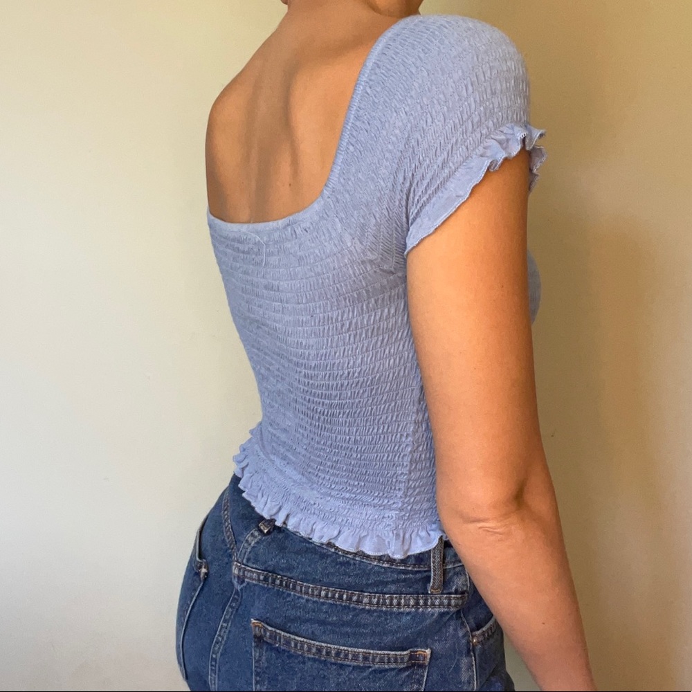 Light Blue Ruffled Top - Picture 3 of 3